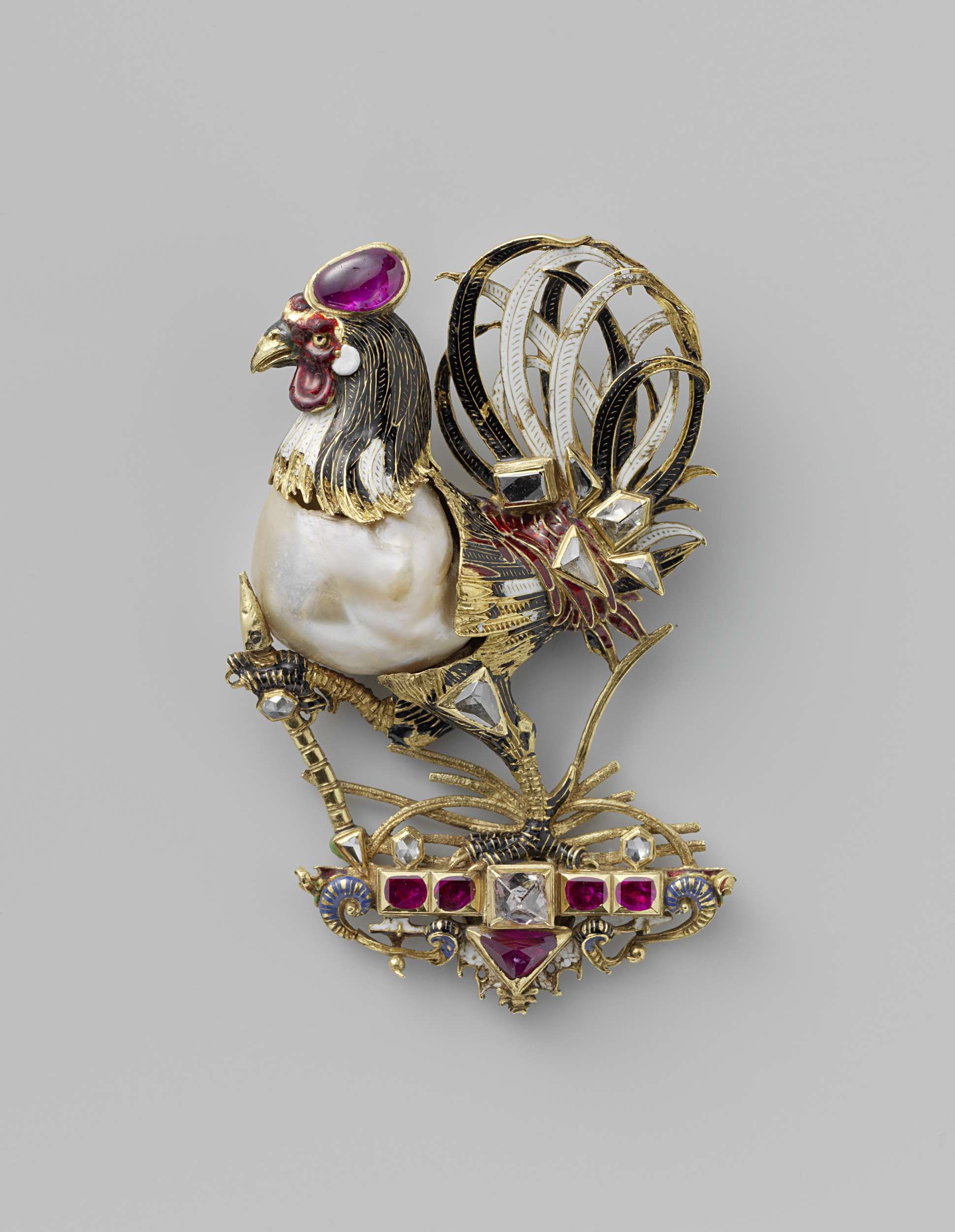 Pendant in the form of a cock, by Unknown Artist, public domain