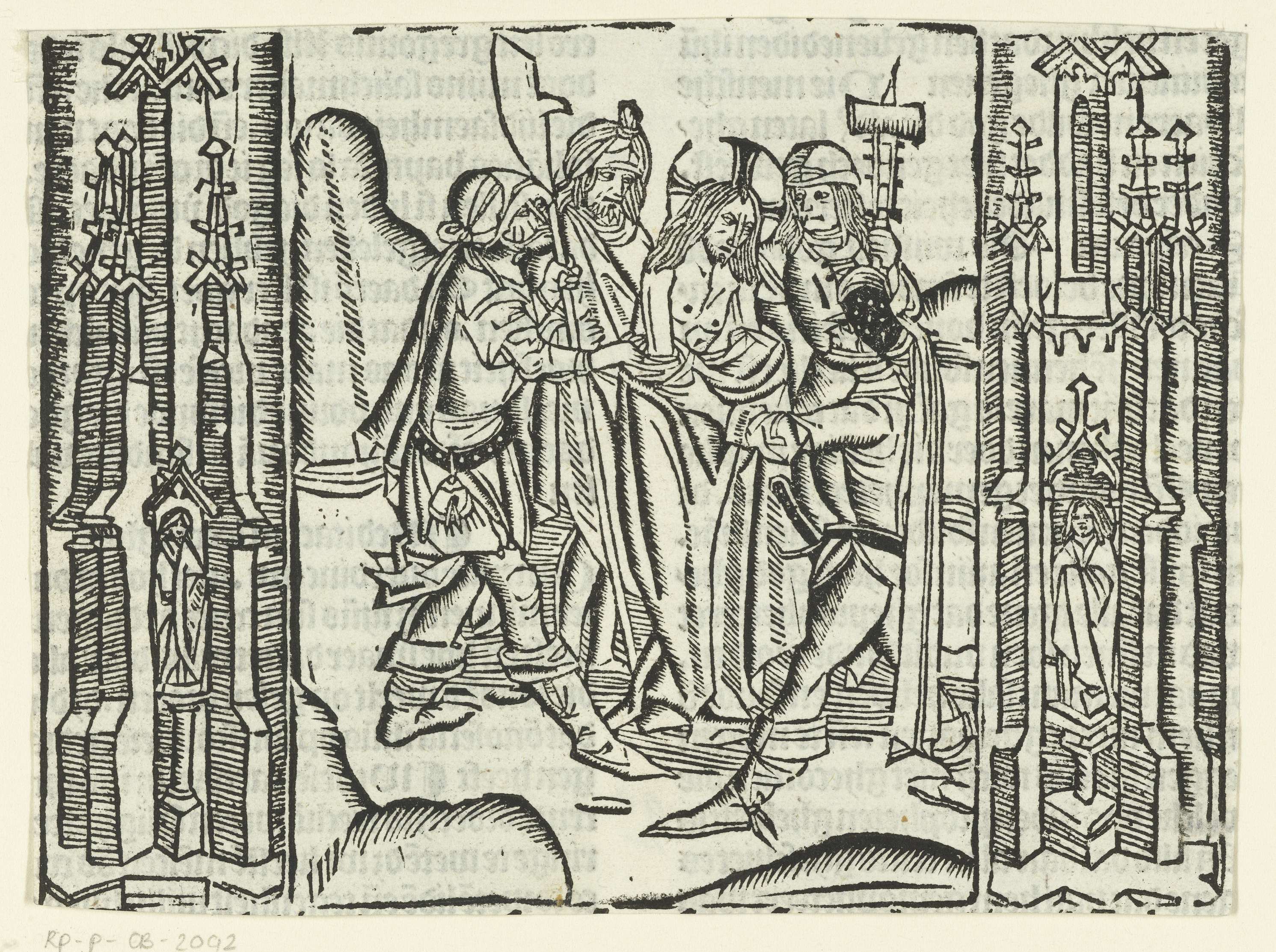 Religious scene with Christ and somber figures, paper by Master of Delft