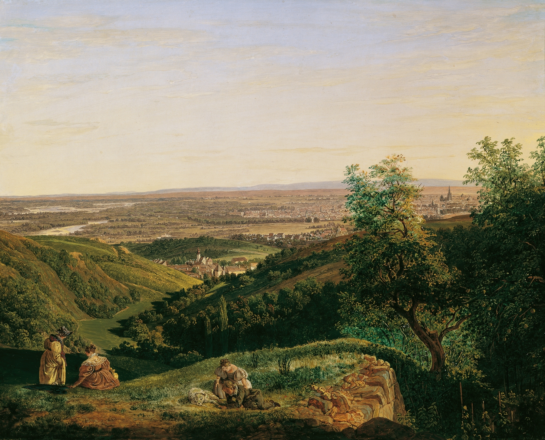 Landscape view of Vienna at twilight by Matthias Rudolf Toma, oil painting