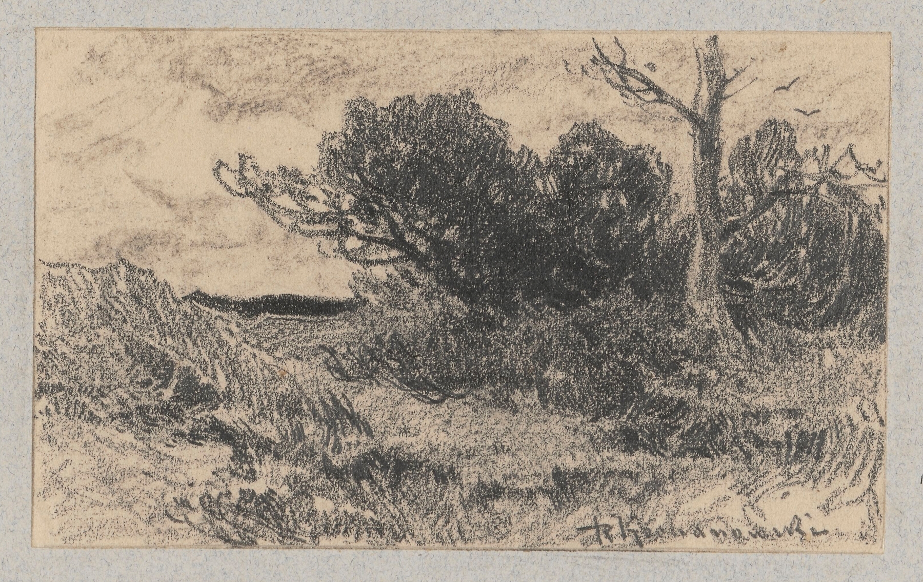 Study of a landscape by Roman Kazimierz Kochanowski, Impressionism, depicting a serene horizon and terrain.