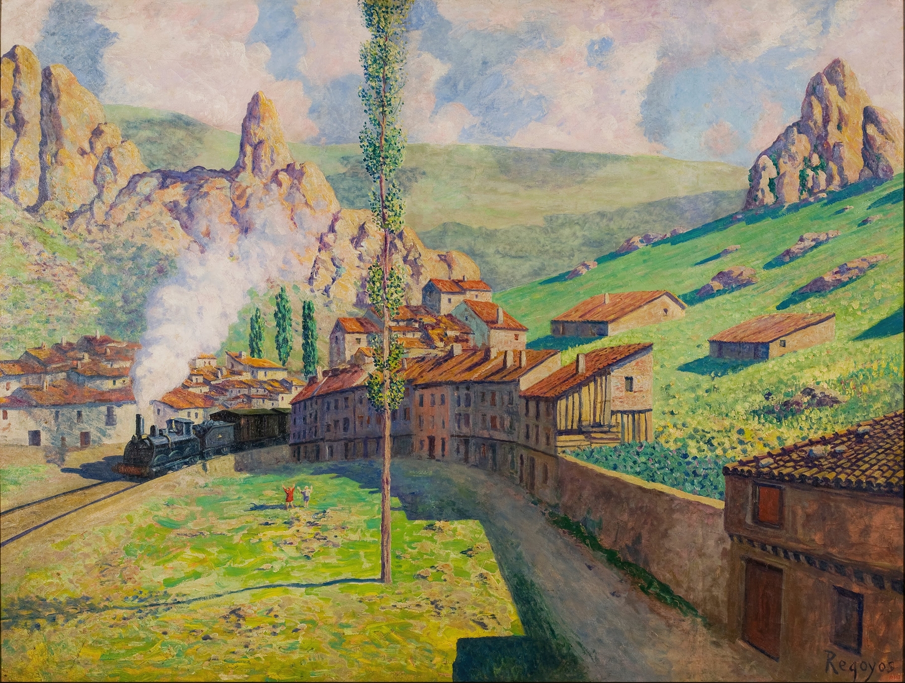 Pancorbo: Passing Train, by Darío de Regoyos, public domain