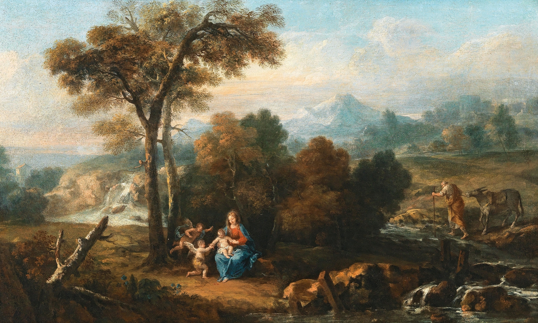 Religious scene with Mary, Joseph, and Jesus, oil on canvas by Francesco Zuccarelli.