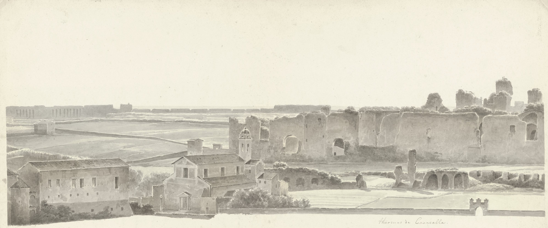The Baths of Caracalla and Two Capitals from the Villa Mattei in Rome, by Josephus Augustus Knip, public domain