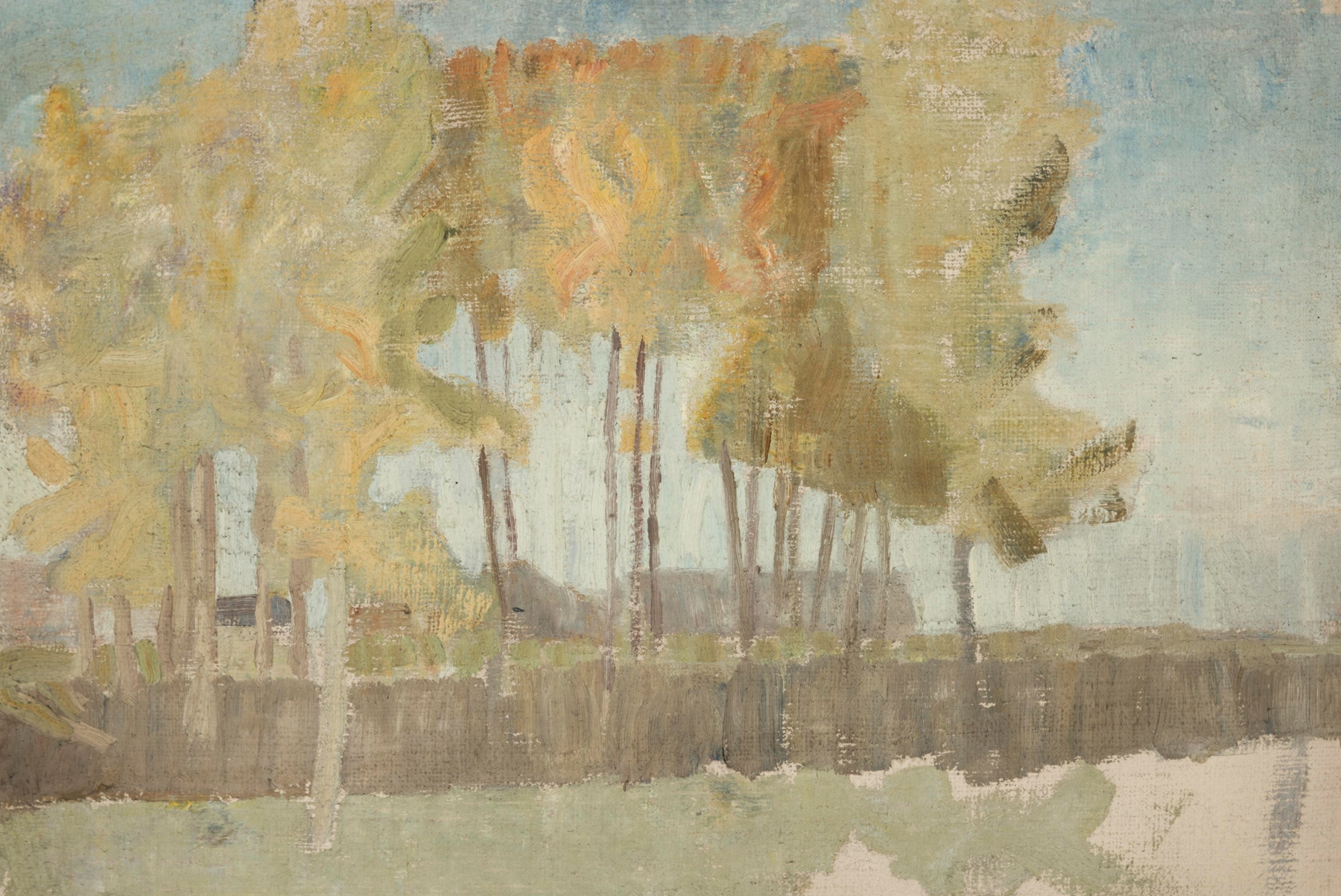 Landscape oil painting by Nikolai Triik featuring light and shadow