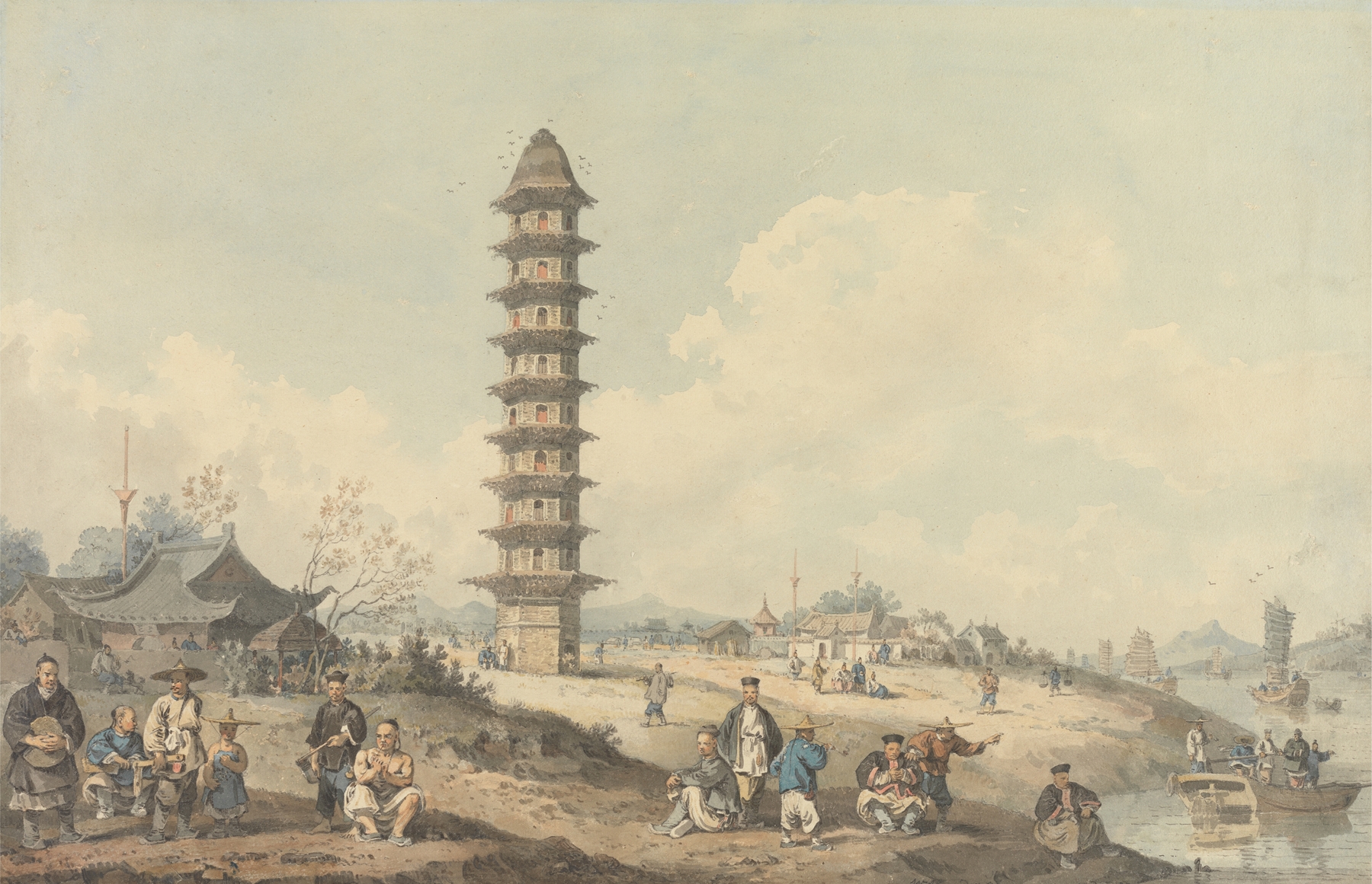 City of Lin Tsin, Shantung, with a View of the Grand Canal by William Alexander, oil painting