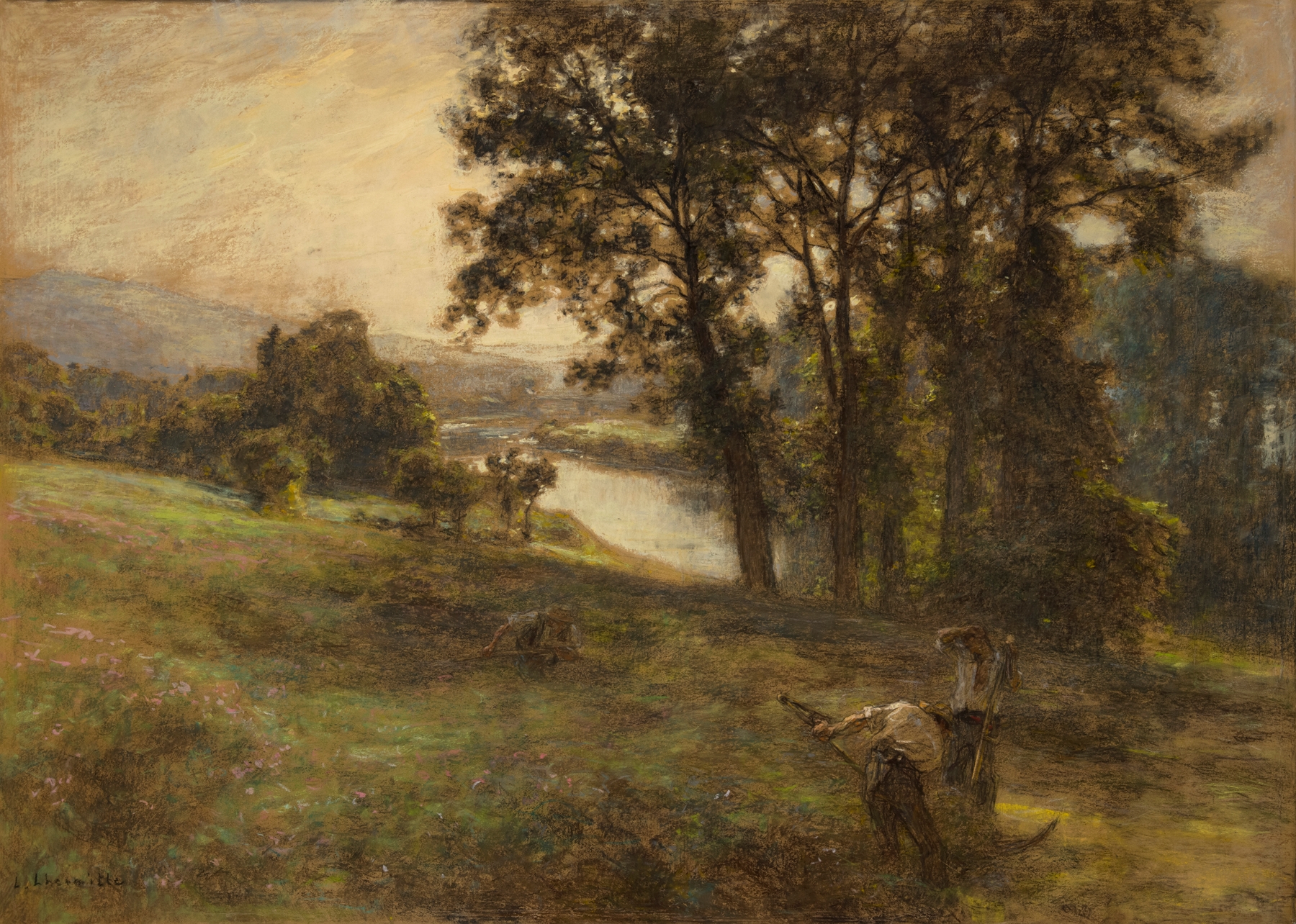 Hay Harvest by Léon Augustin Lhermitte, oil on canvas showing laborers gathering hay.