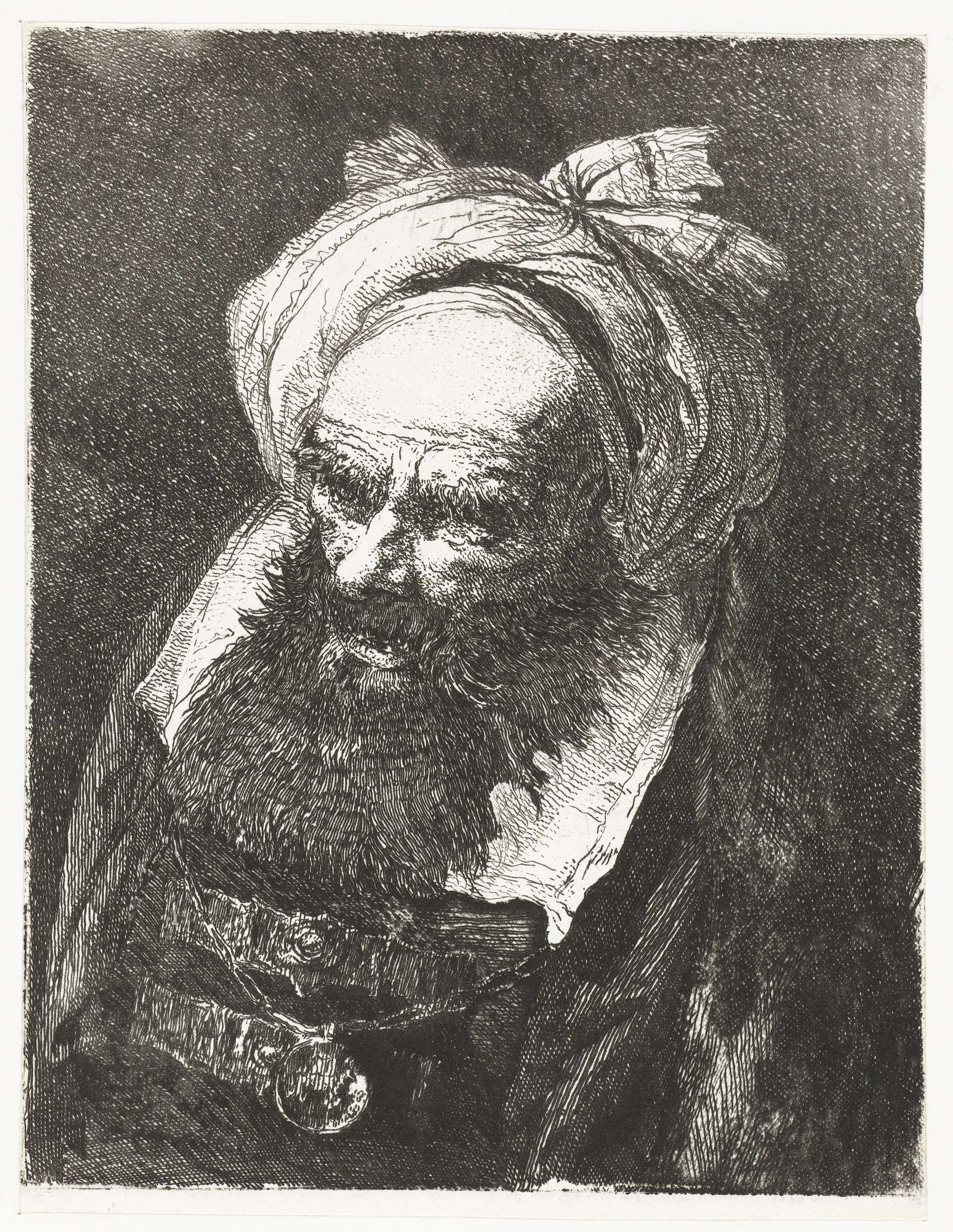 Oude man met tulband, by Giovanni Domenico Tiepolo, public domain