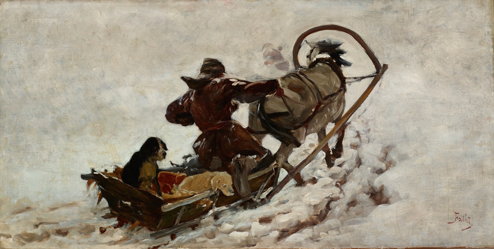 A painting depicting dogs in a hunting scene.