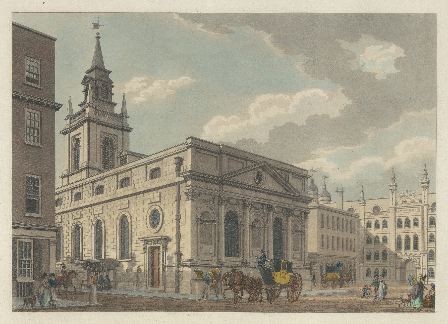 St. Laurance’s Church and Guild-Hall, by Thomas Malton, public domain