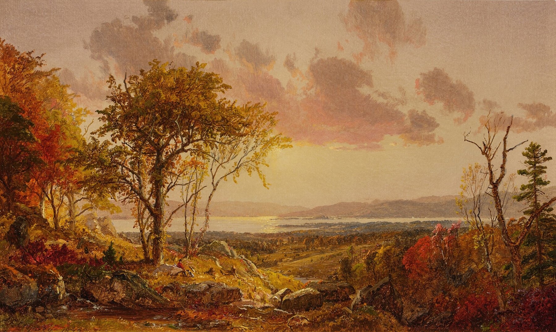 A Distant View of the Hudson River in the Fall, by Jasper Francis Cropsey, public domain