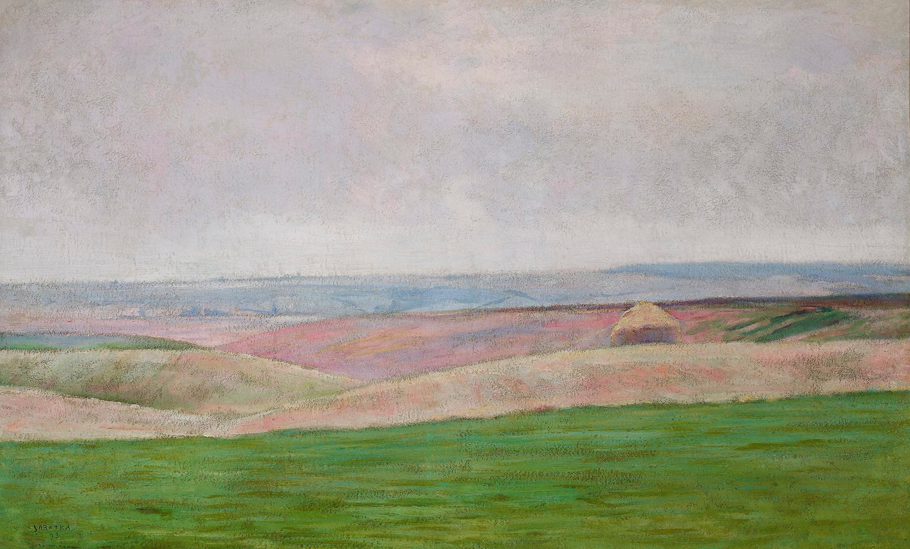 Landscape from Sobótka by Władysław Podkowiński, oil painting depicting serene greenery and light.