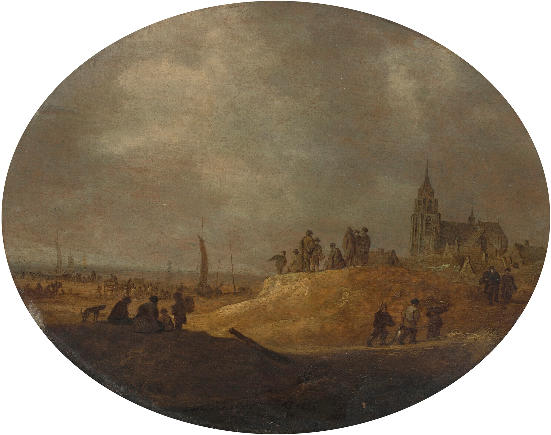 Landscape of dunes and sea by Jan van Goyen, oil painting