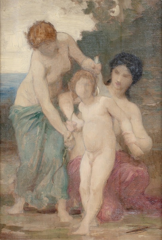 Two women & putto by William Bouguereau