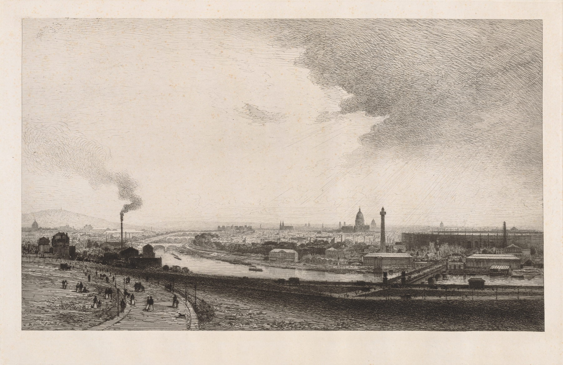 Landscape of Paris in 1867, oil on canvas by Maxime Lalanne