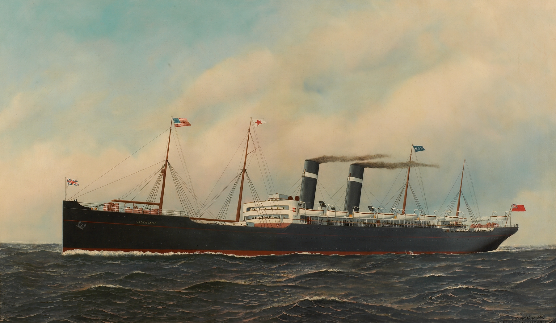 Het passagiersstoomschip Vaderland, by Antonio Jacobsen, public domain