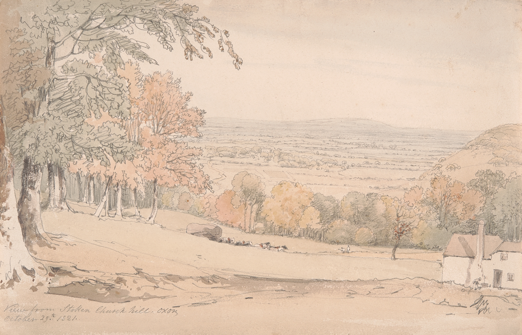 Landscape view from Stokenchurch Hill, oil painting by William Alfred Delamotte