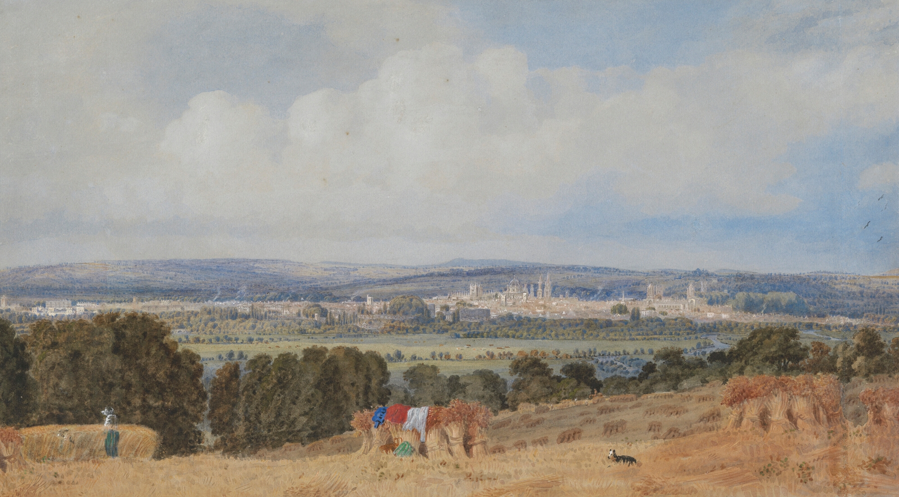 Landscape of Oxford at twilight, oil painting by William Turner of Oxford