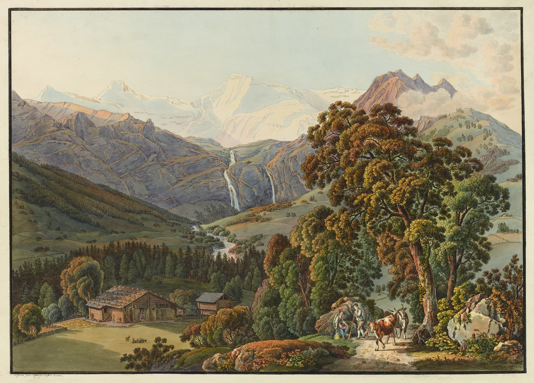 Glacier landscape under a pale sky by Karl Ludwig Zehender, oil on canvas