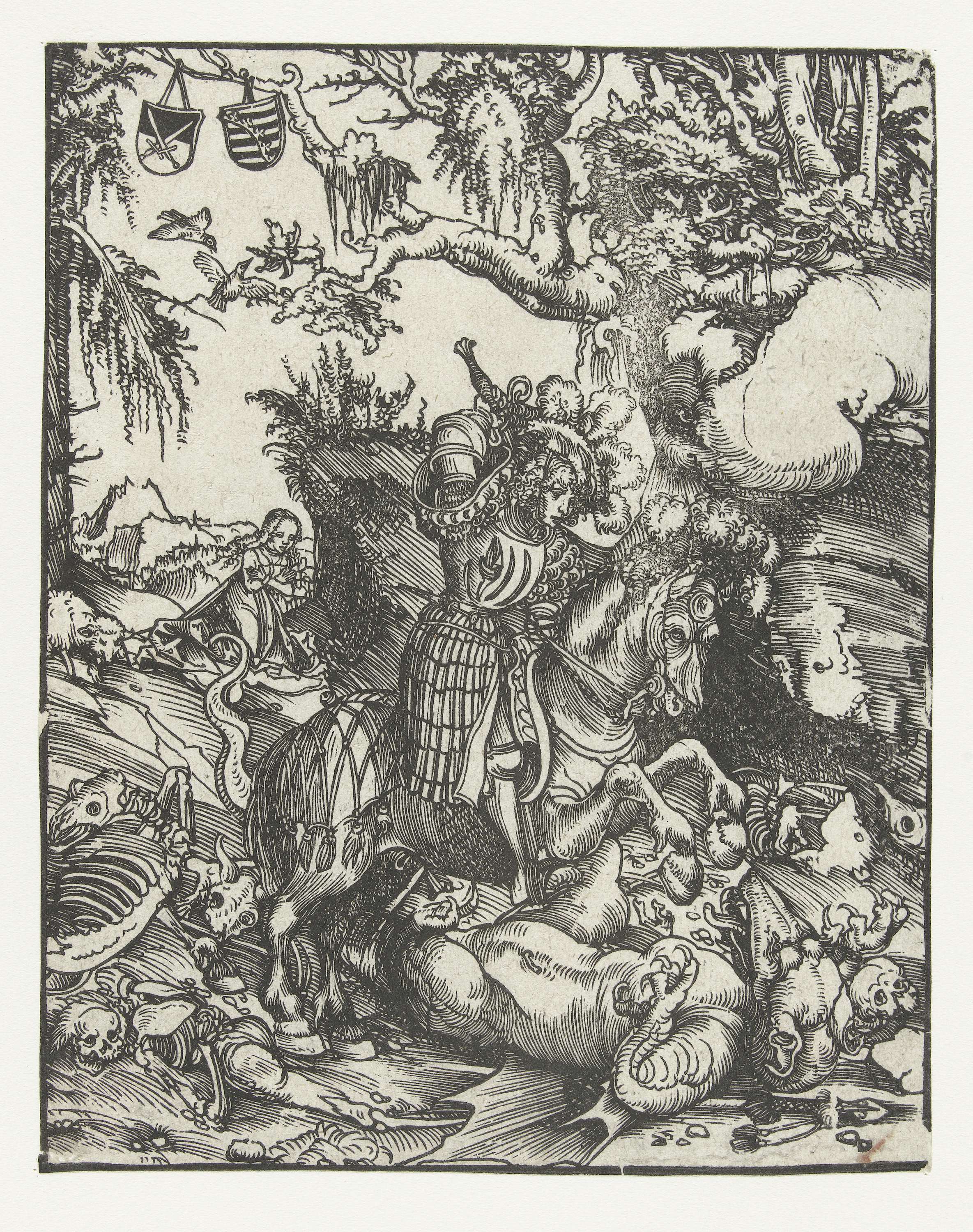Heilige Joris (Georgius) doodt de draak, by Lucas Cranach (I), public domain