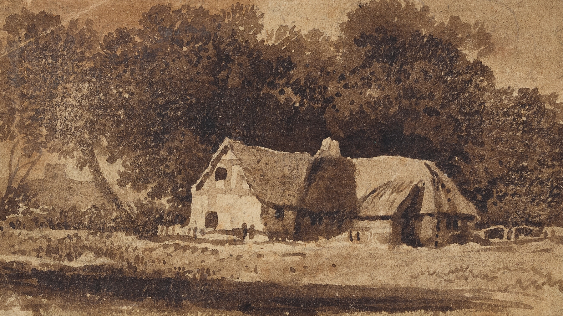A cottage in a wooded landscape, by Samuel Palmer, public domain