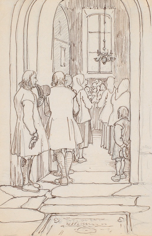 A depiction of Swedish farmers attending a church service.