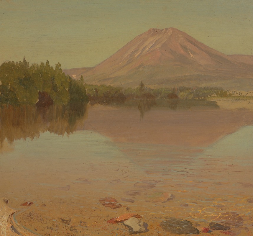 Frederic Edwin Church's painting depicts Mt. Katahdin from Lake Katahdin.