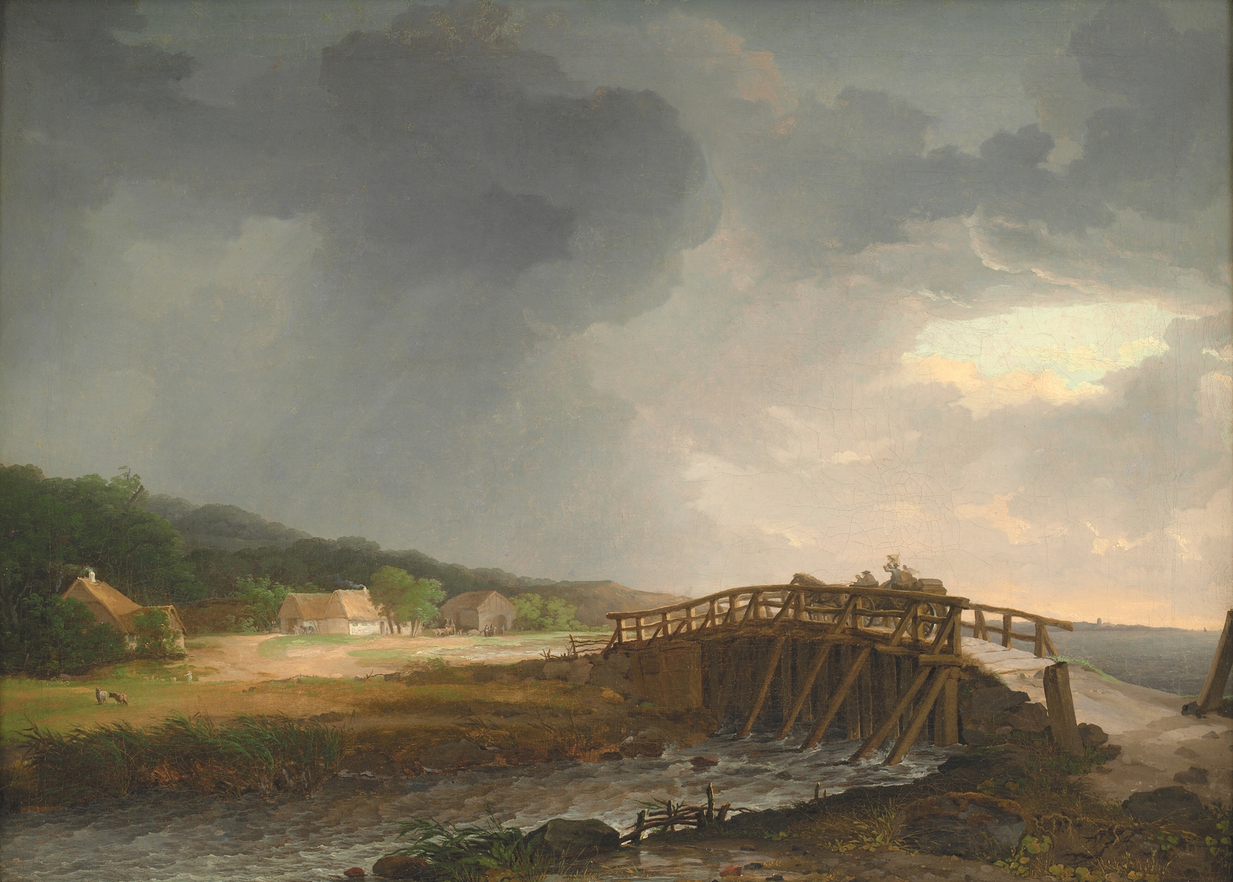 Landscape of The Bridge across Tryggevælde River by Johan Christian Dahl, oil painting