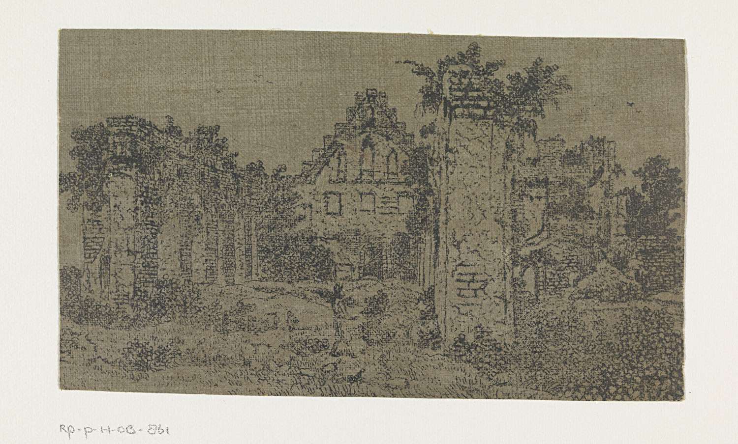 Ruins of the Abbey of Rijnsburg, etching by Hercules Segers