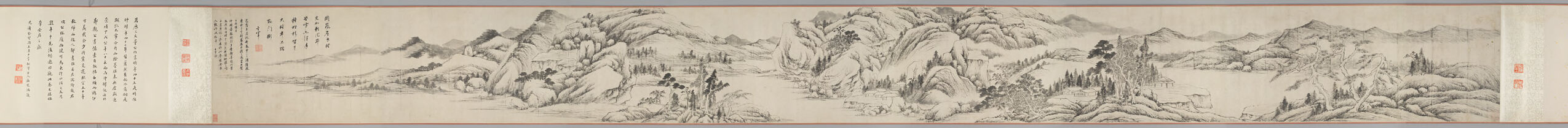 Landscape after Huang Gongwang and Ni Zan, ink on paper by Dong Qichang