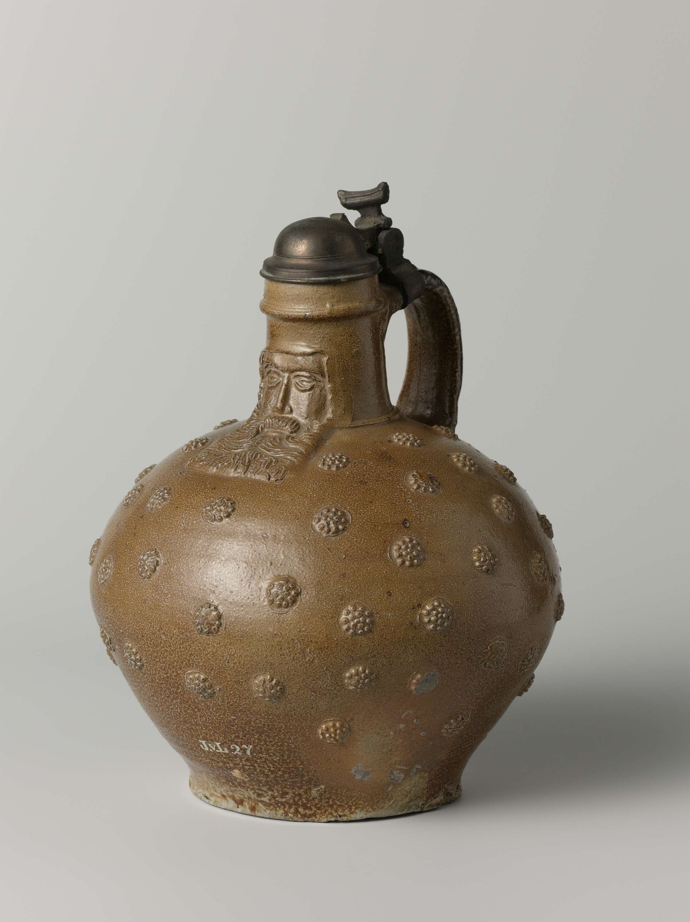Bartmann (bearded-man) jug, by Unknown Artist, public domain
