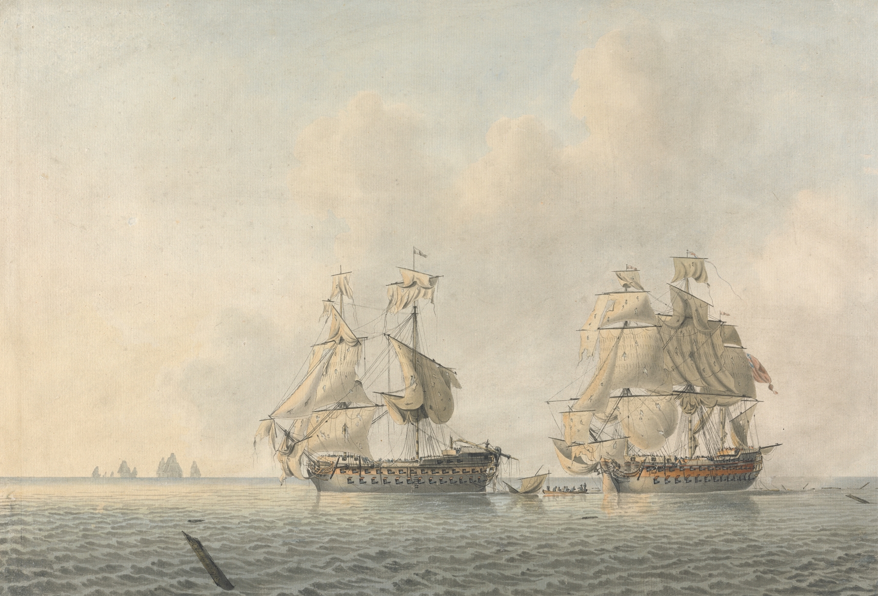 An English Man-of-War Taking Possession of a Ship, by Robert Cleveley, public domain