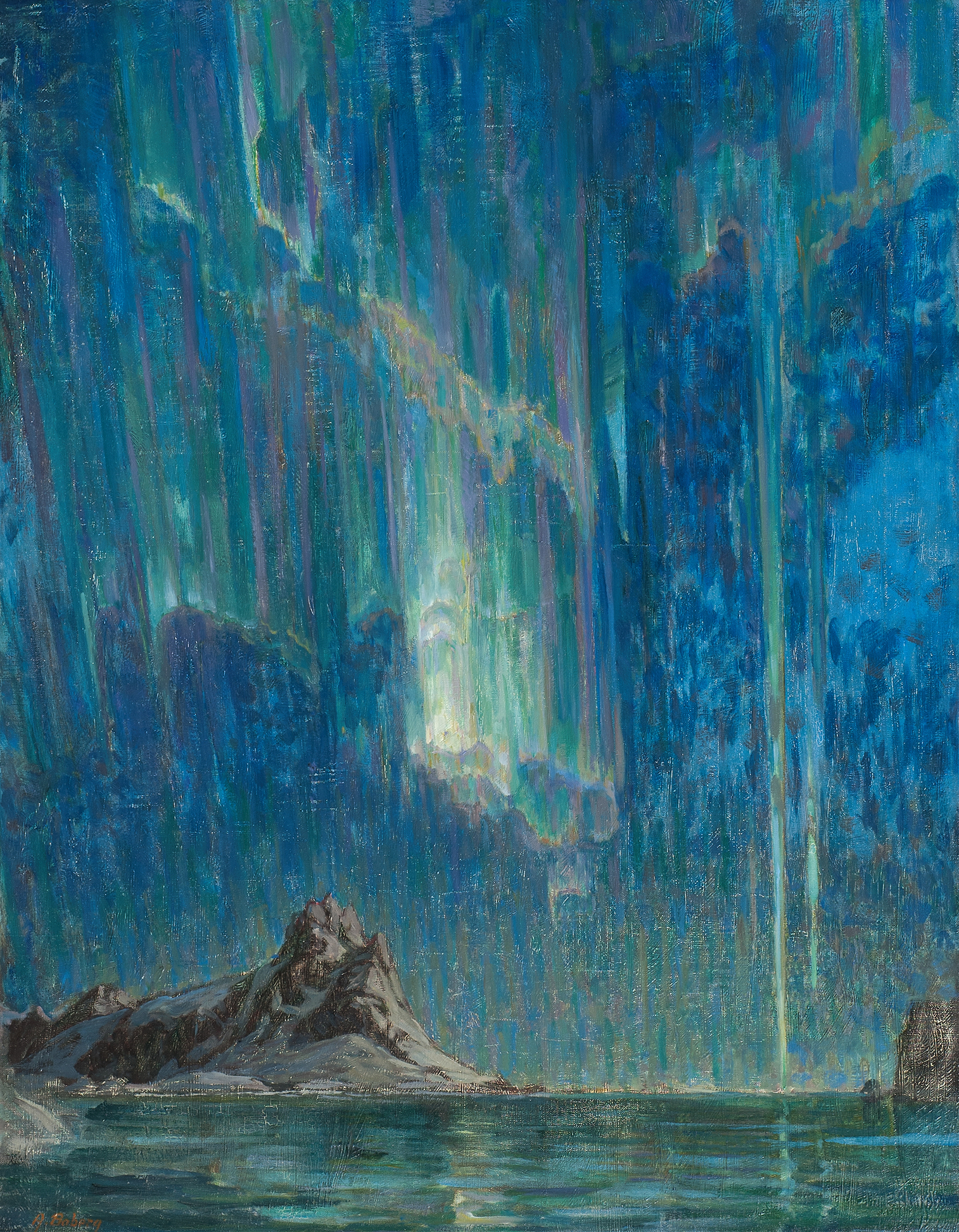 Northern Lights. Study from North Norway, by Anna Boberg, public domain