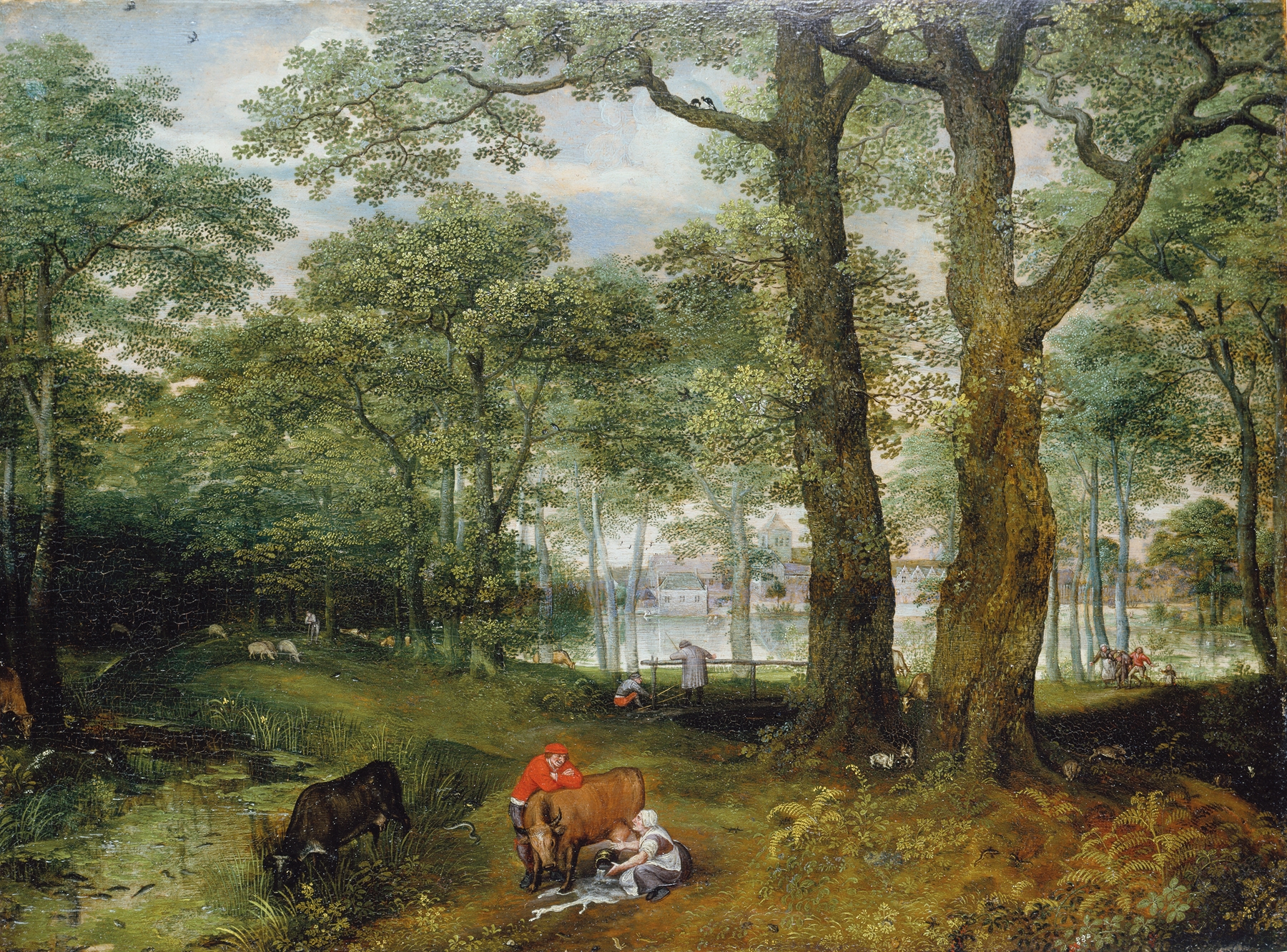 Animals Grazing beneath Trees, by Lucas van Valckenborch, public domain