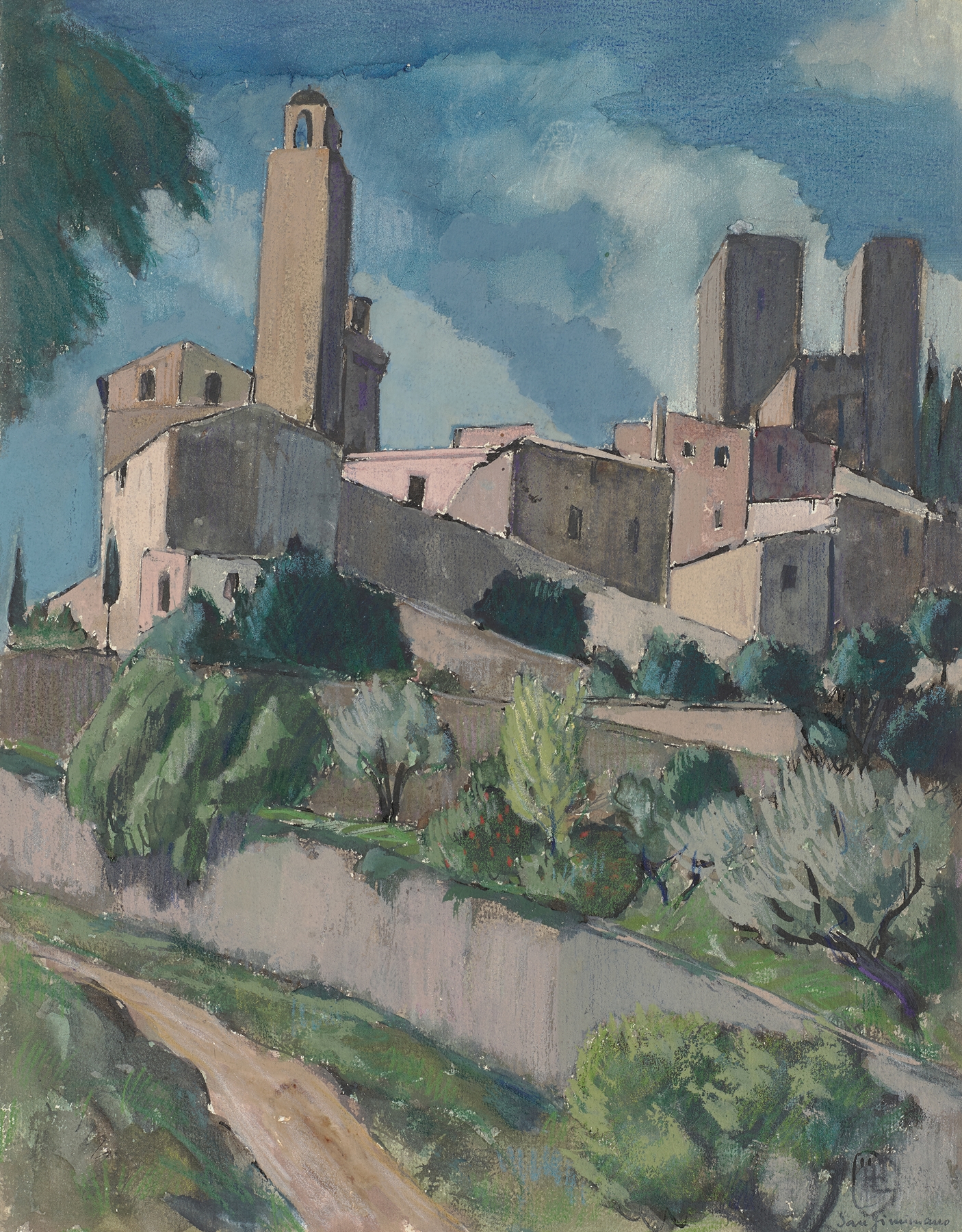 Landscape of San Gimignano by Hermann Lismann, oil painting