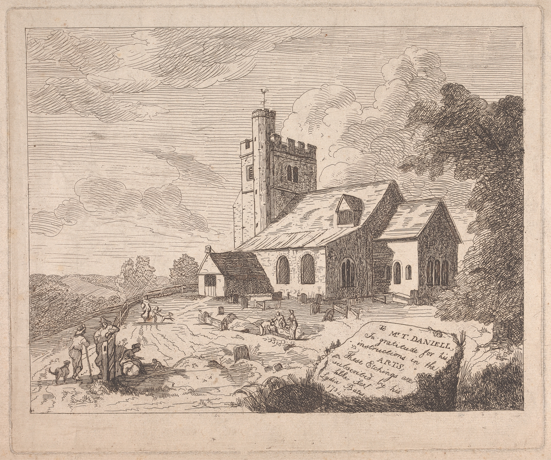 Facade of Little Missenden Church, oil painting by John Hamilton Mortimer