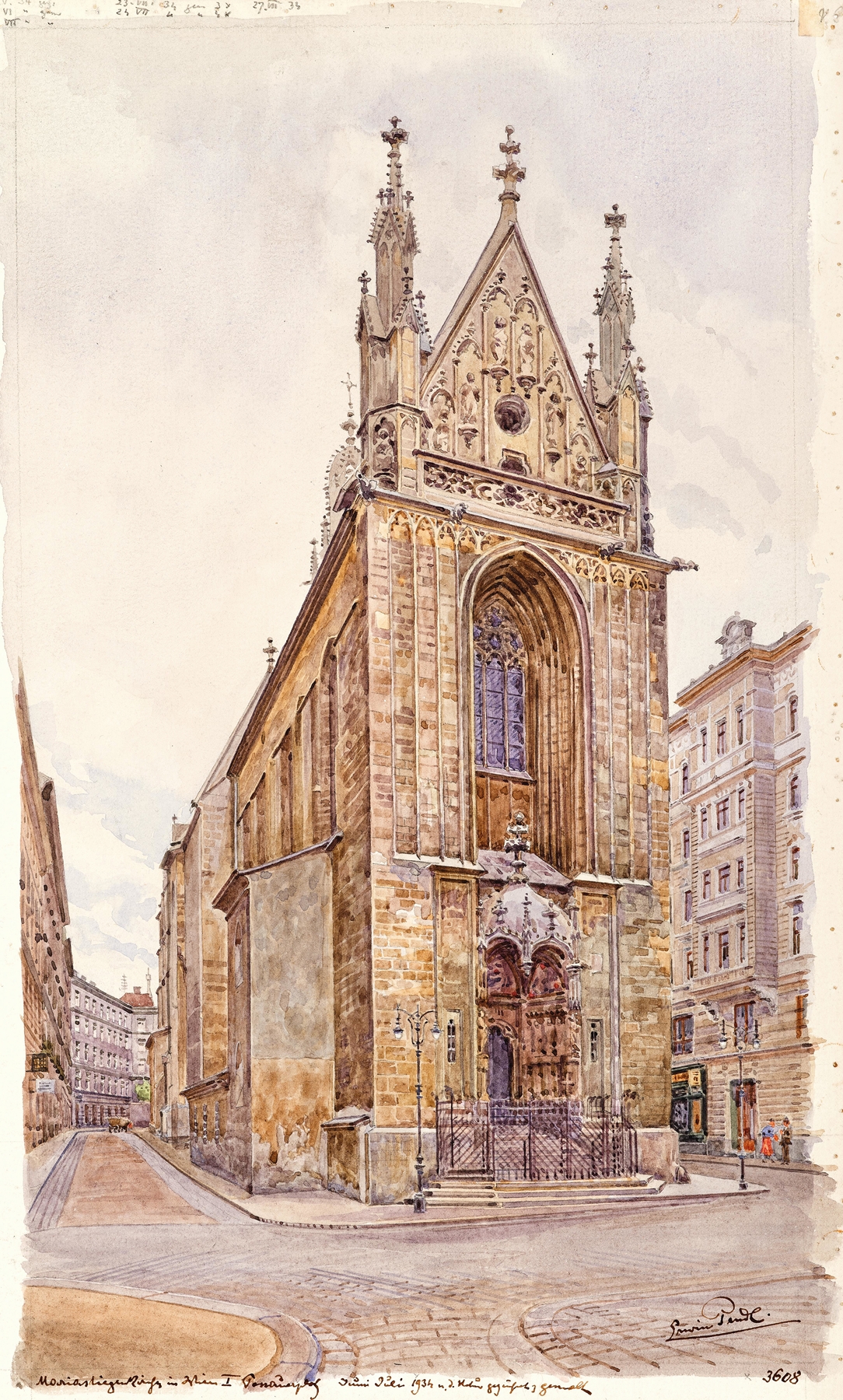 The church Maria am Gestade in Vienna, oil painting by Erwin Pendl