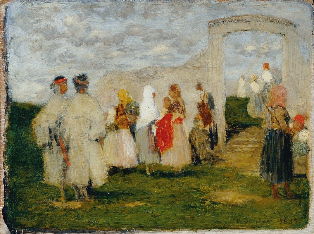 Franz Rumpler's 'Kirchgang in Lundenburg' depicts a rural church procession.