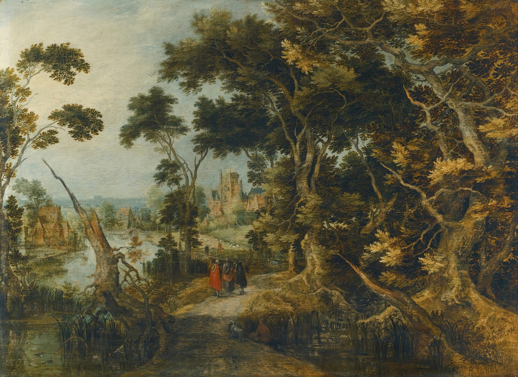 A Landscape With Christ And His Disciples On The Road To Emmaus, oil painting by Gillis Claesz. de Hondecoeter