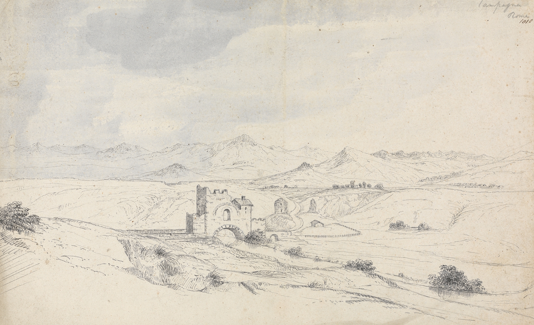 Landscape of Campagna, Rome by Isaac Weld, oil on canvas
