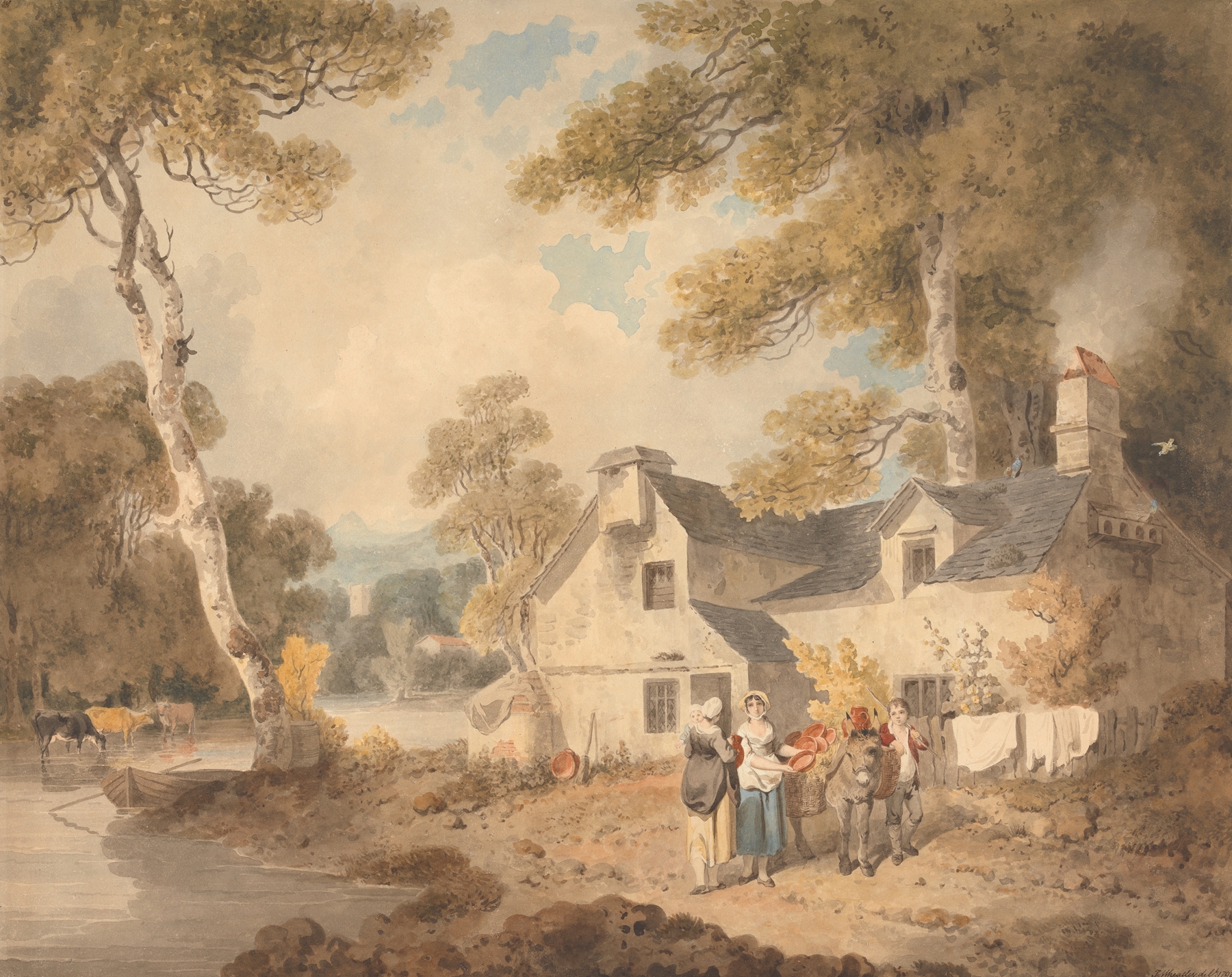 Traveling Potter Outside a Cottage, by Francis Wheatley, public domain