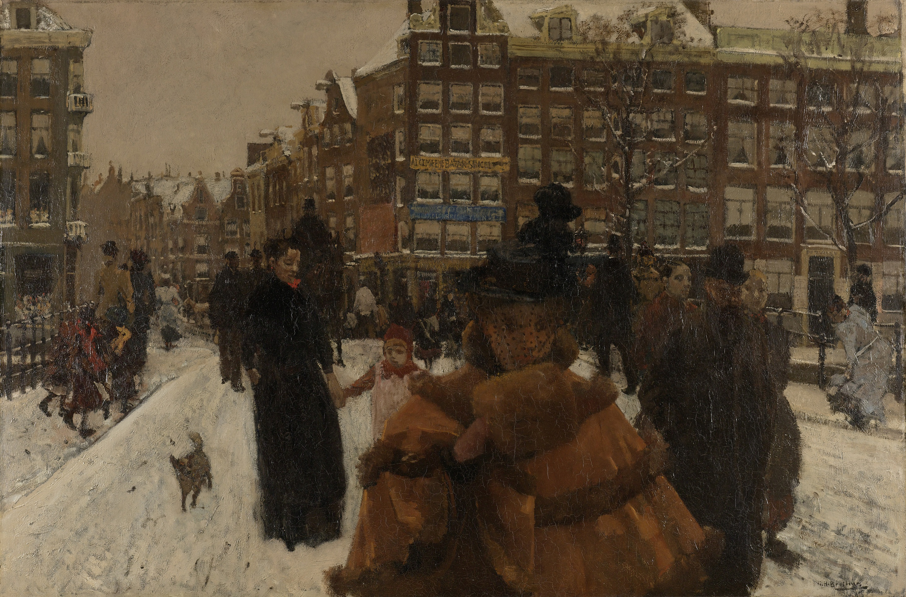 The Singel Bridge at the Paleisstraat in Amsterdam, oil painting by George Hendrik Breitner