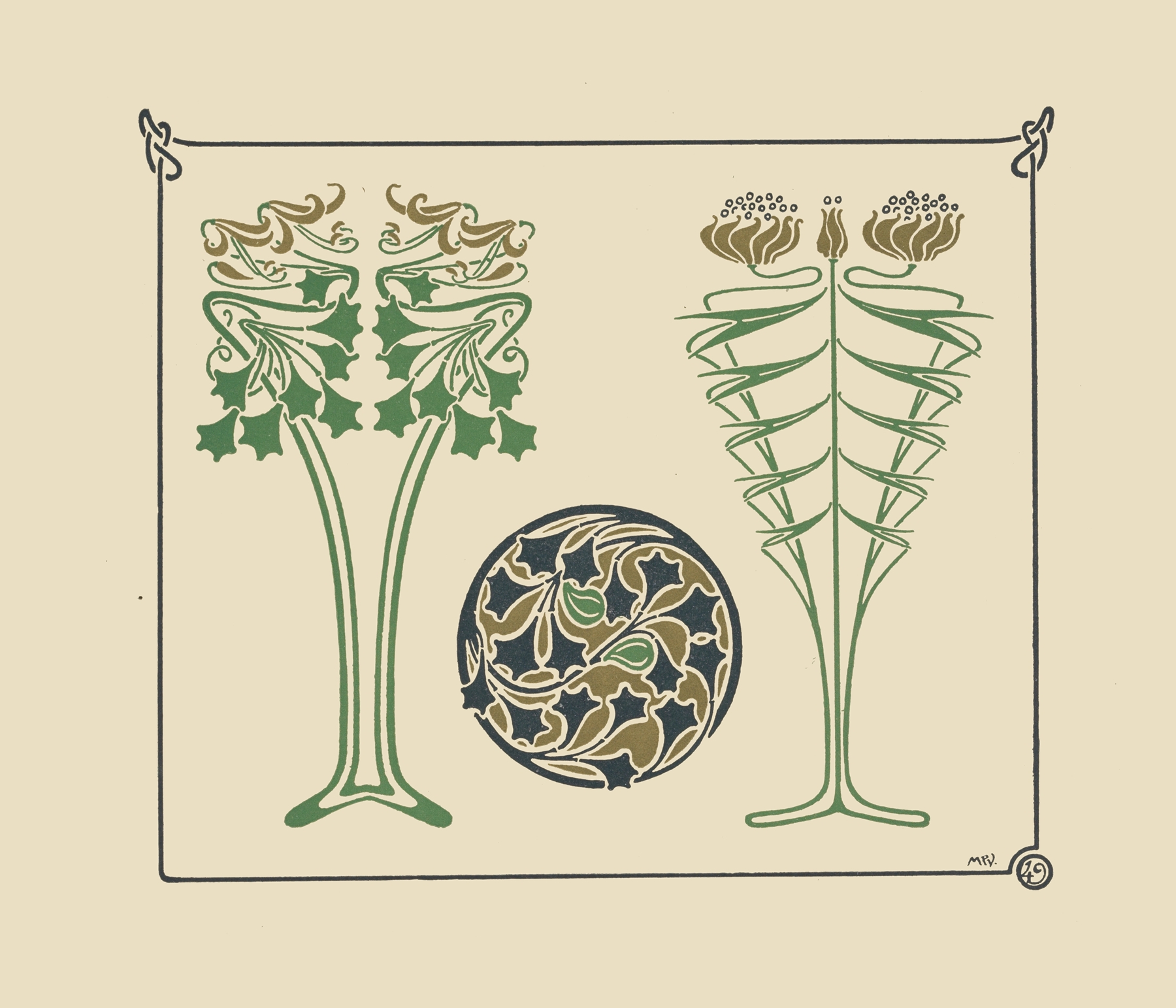 Abstract design based on leaves, by Maurice Pillard Verneuil, public domain