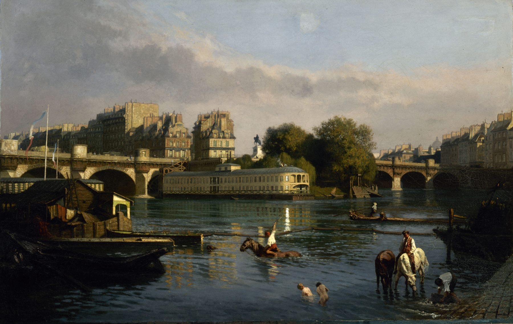 Oil on canvas by Théophile Meunier depicting Pont-Neuf and the island of la Cité.