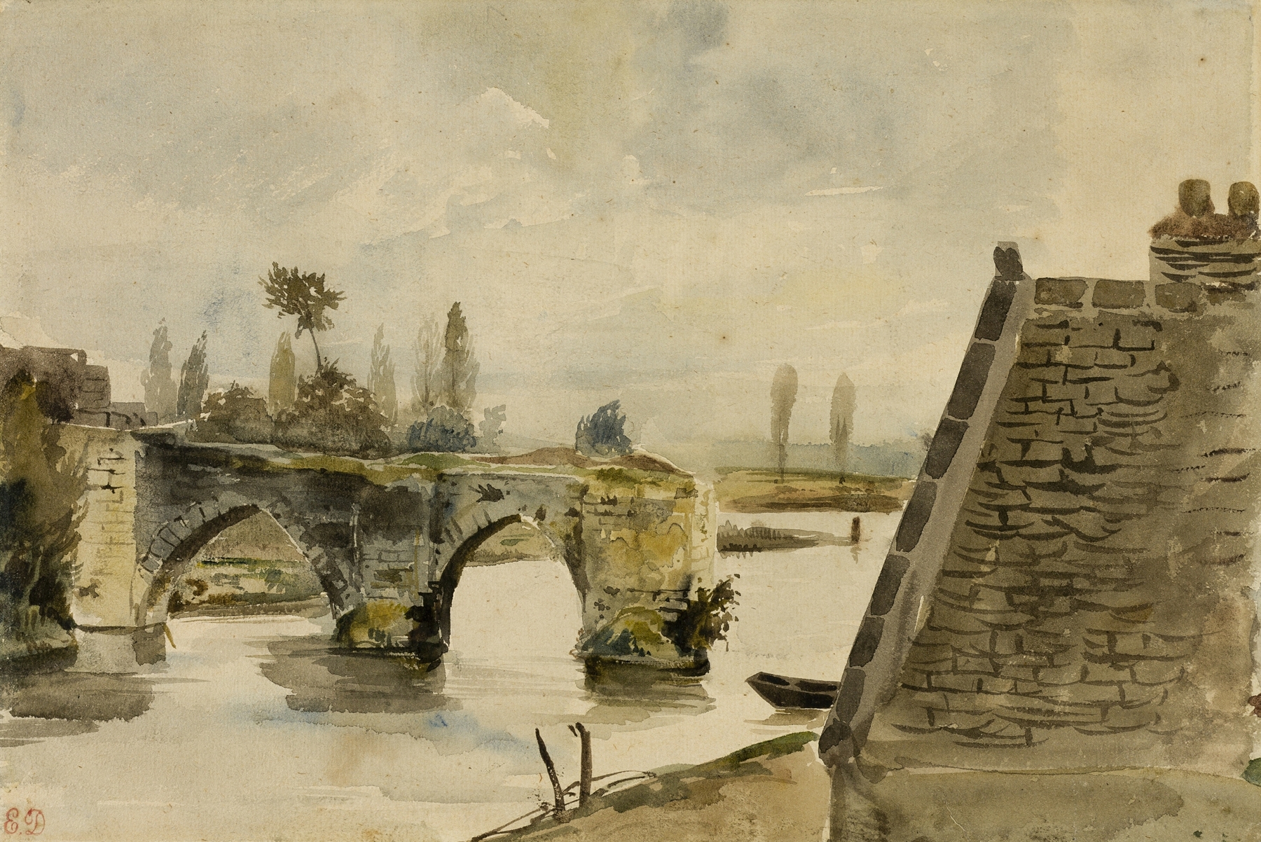 The Old Bridge at Nantes, by Eugène Delacroix, public domain
