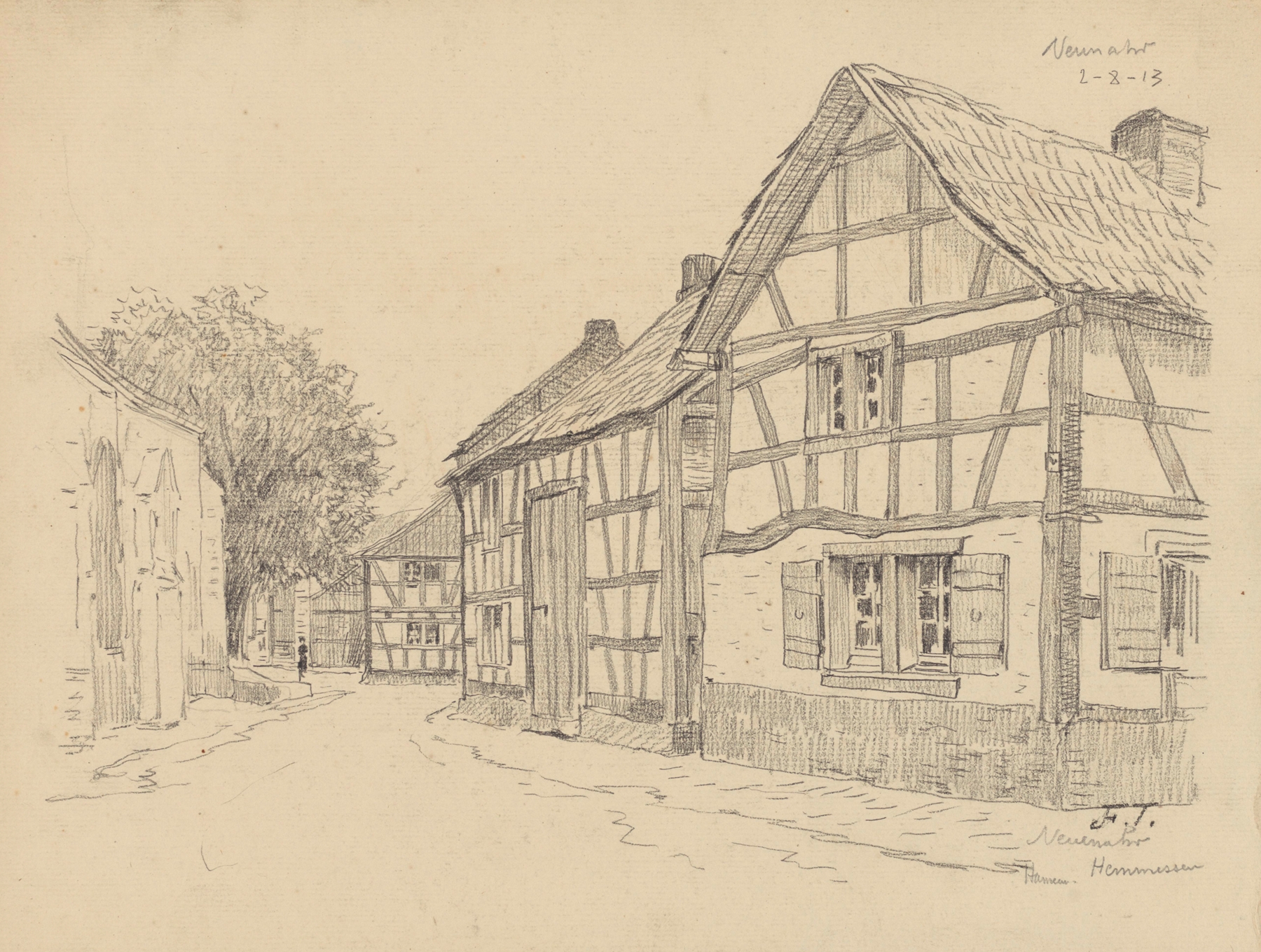 Landscape depicting a quiet German village at dawn by Jean-François Taelemans