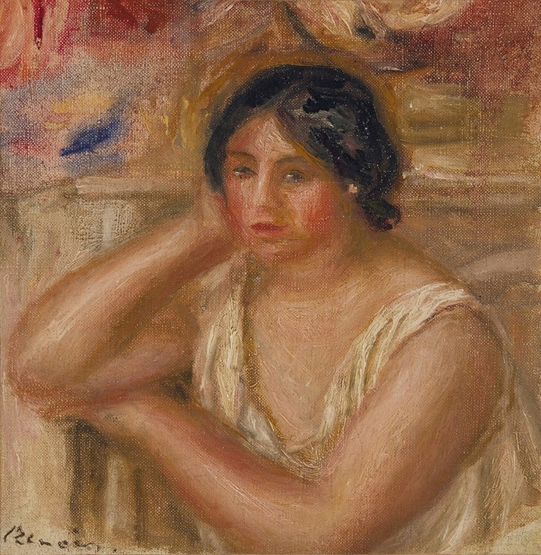A portrait of Gabrielle by Renoir, showcasing soft colors and a relaxed pose.