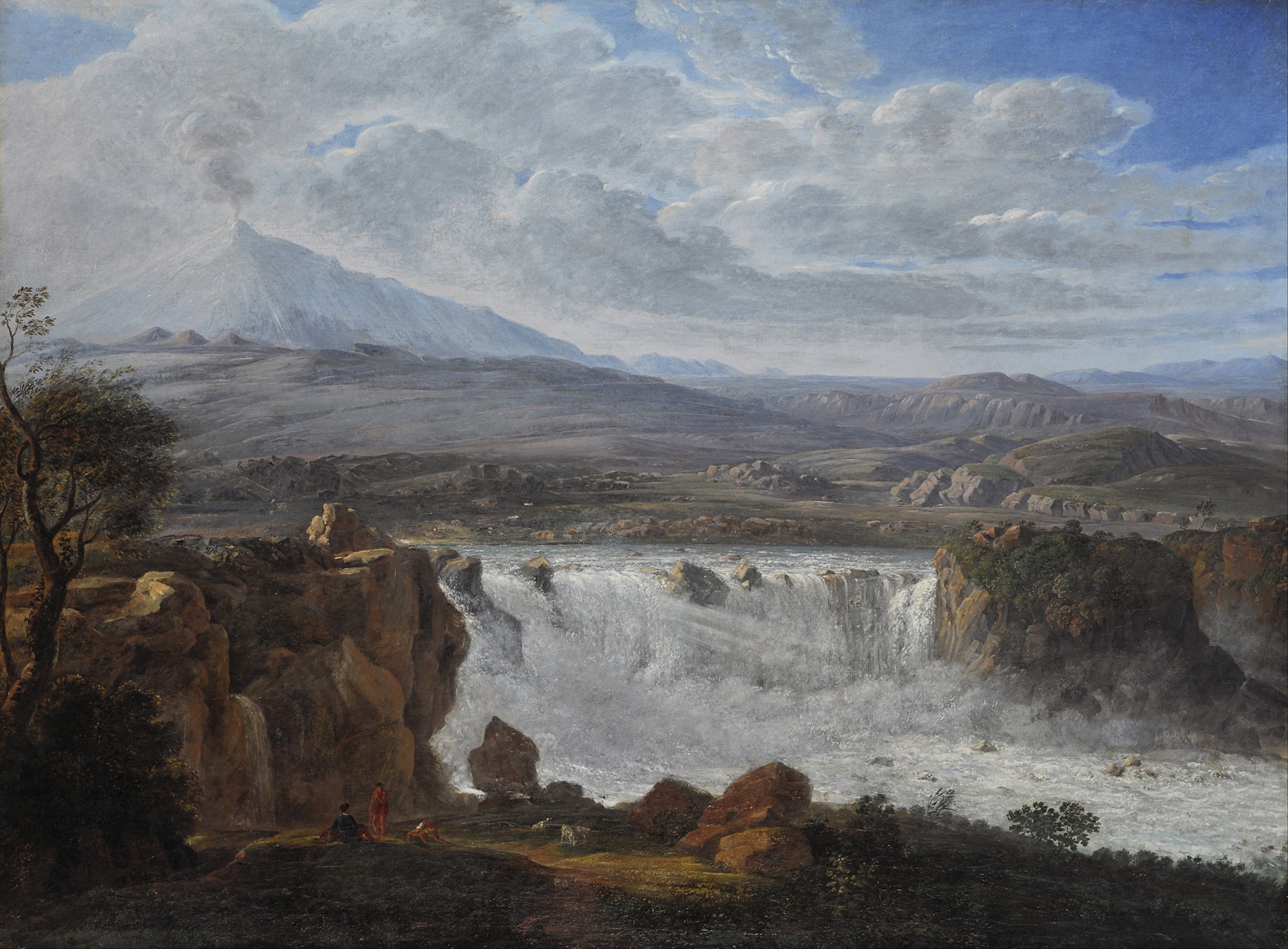 The Caracci Waterfall Near Aderno at the Foot of Mt. Etna, oil on canvas by Karl Gothard Grass