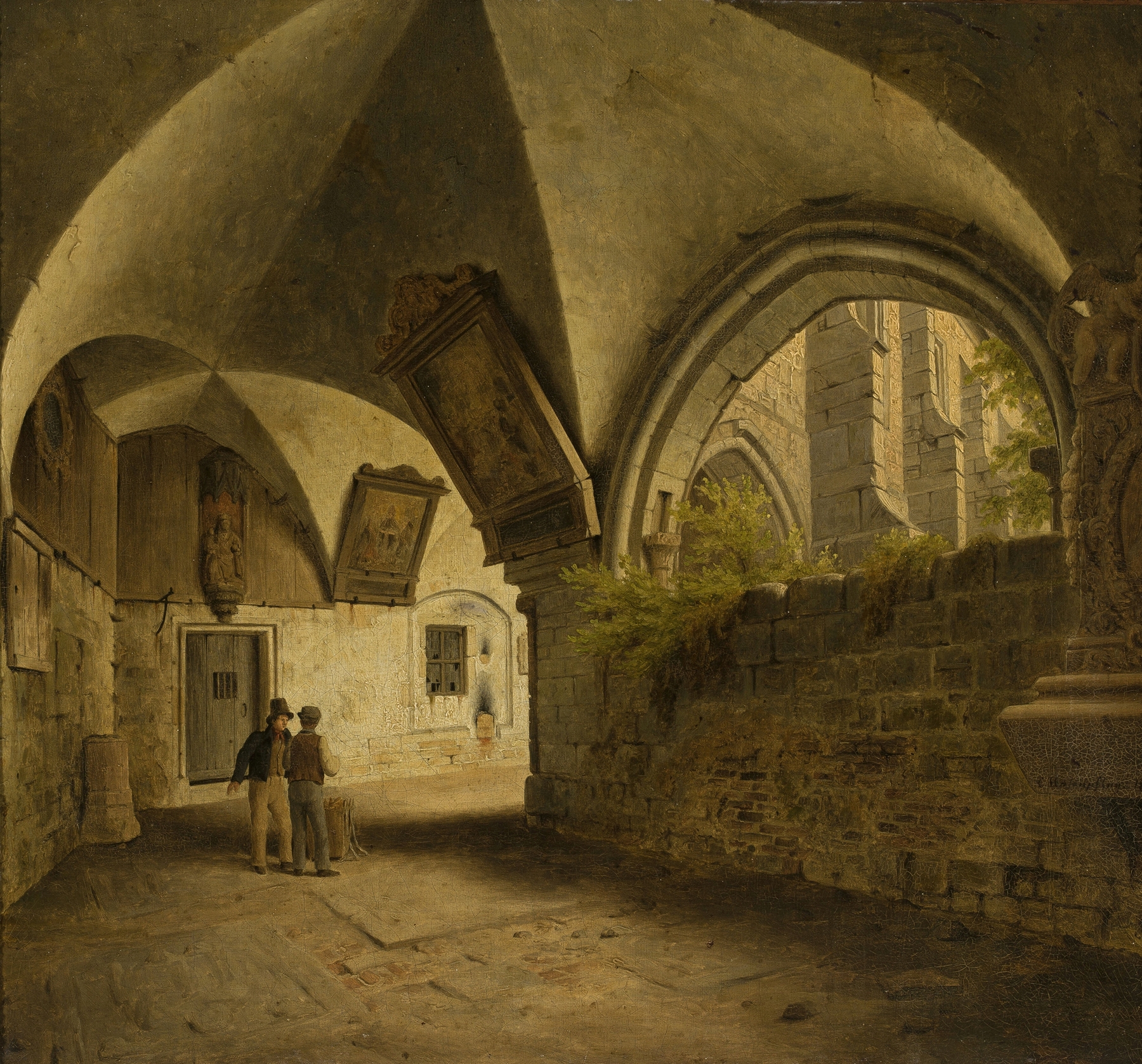 Cloister of the Halberstadt Cathedral, oil on canvas by Carl Georg Adolph Hasenpflug