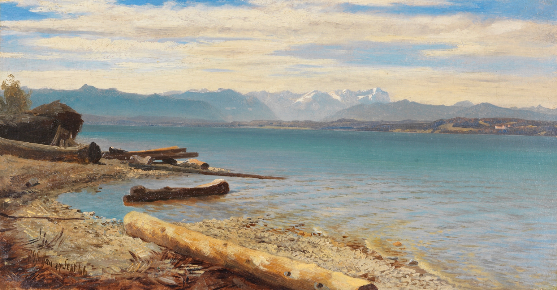 Blick auf die Zugspitze vom Starnberger See, by Johann Gottfried Steffan, public domain
