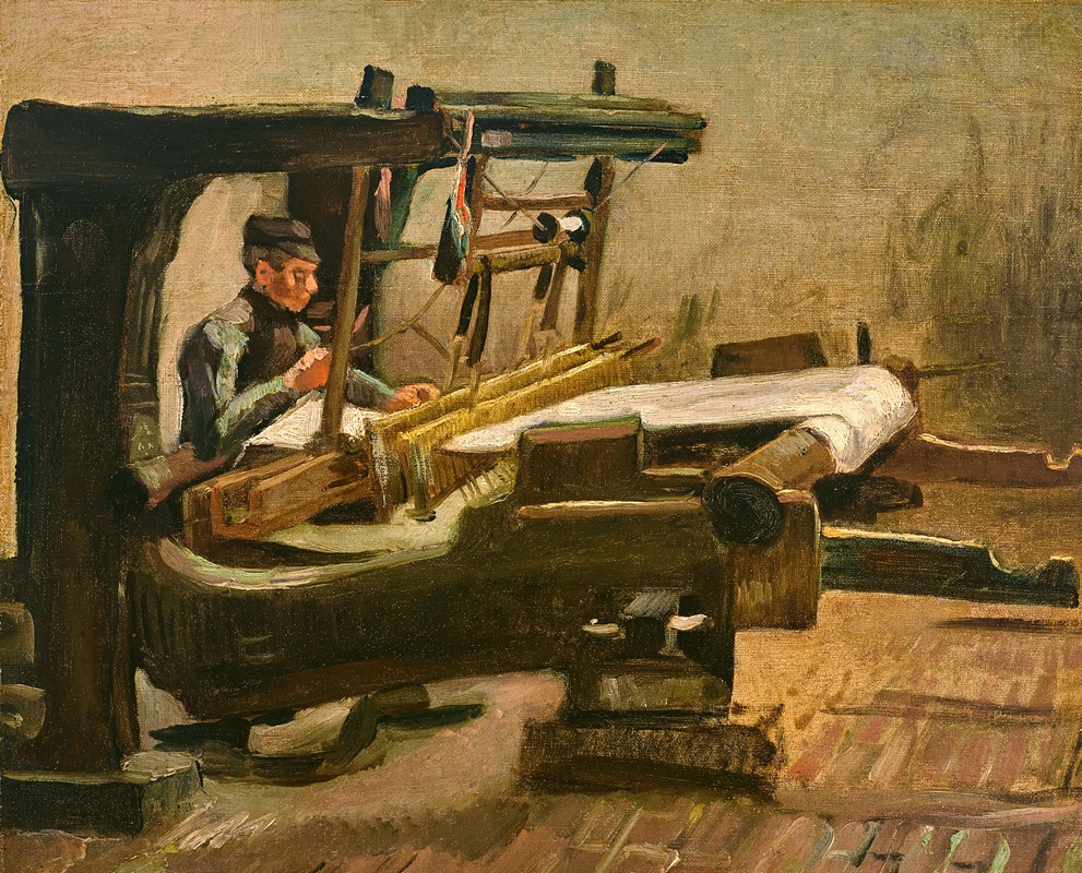 Vincent van Gogh's 'Weaver Facing Right' captures a moment of labor with vibrant colors.